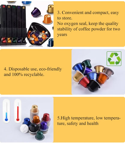 1000PCS Refillable Disposable Pods Nespresso Coffee Capsule Filter Cups with Non-sticker Aluminum Lids for Espresso Machine 37mm