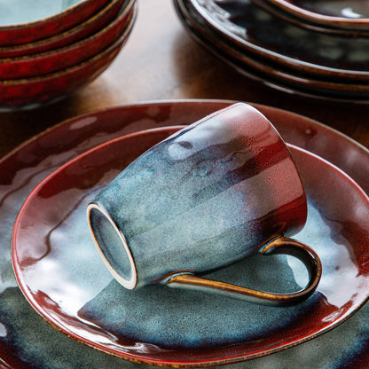 vancasso 16/32/48 Piece Starry Dinner Set,Kiln Change Glaze Tableware Dinner Service with Dinner Plate,Dessert Plate,Bowl,Mug