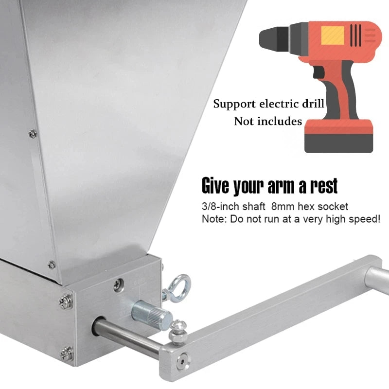 7.7LB Manual Malt Mill 2 Roller Stainless Steel Grain Crusher With Metal Base for Wheat Corn,Compatible with Electric Drill