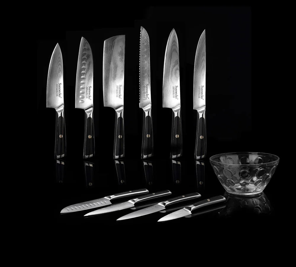 Sunnecko 1-8PCS/Set Chef's Knives 73 Layers VG10 Damascus Steel Japanese Slicing Knife Utility Paring Cleaver Cutting Knife