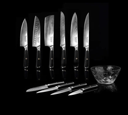 Sunnecko 1-8PCS/Set Chef's Knives 73 Layers VG10 Damascus Steel Japanese Slicing Knife Utility Paring Cleaver Cutting Knife