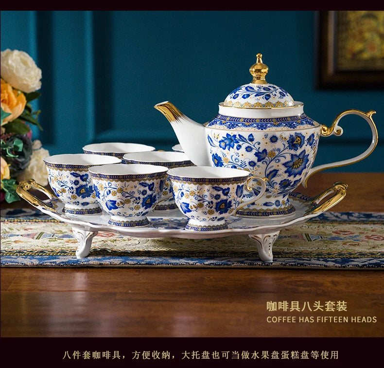 English Bone China Coffee Cup Set European tea set ceramic afternoon flower tea cup plate Italian black tea home American