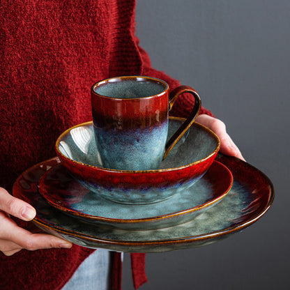 vancasso 16/32/48 Piece Starry Dinner Set,Kiln Change Glaze Tableware Dinner Service with Dinner Plate,Dessert Plate,Bowl,Mug