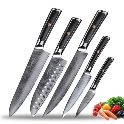 Sunnecko 1-8PCS/Set Chef's Knives 73 Layers VG10 Damascus Steel Japanese Slicing Knife Utility Paring Cleaver Cutting Knife
