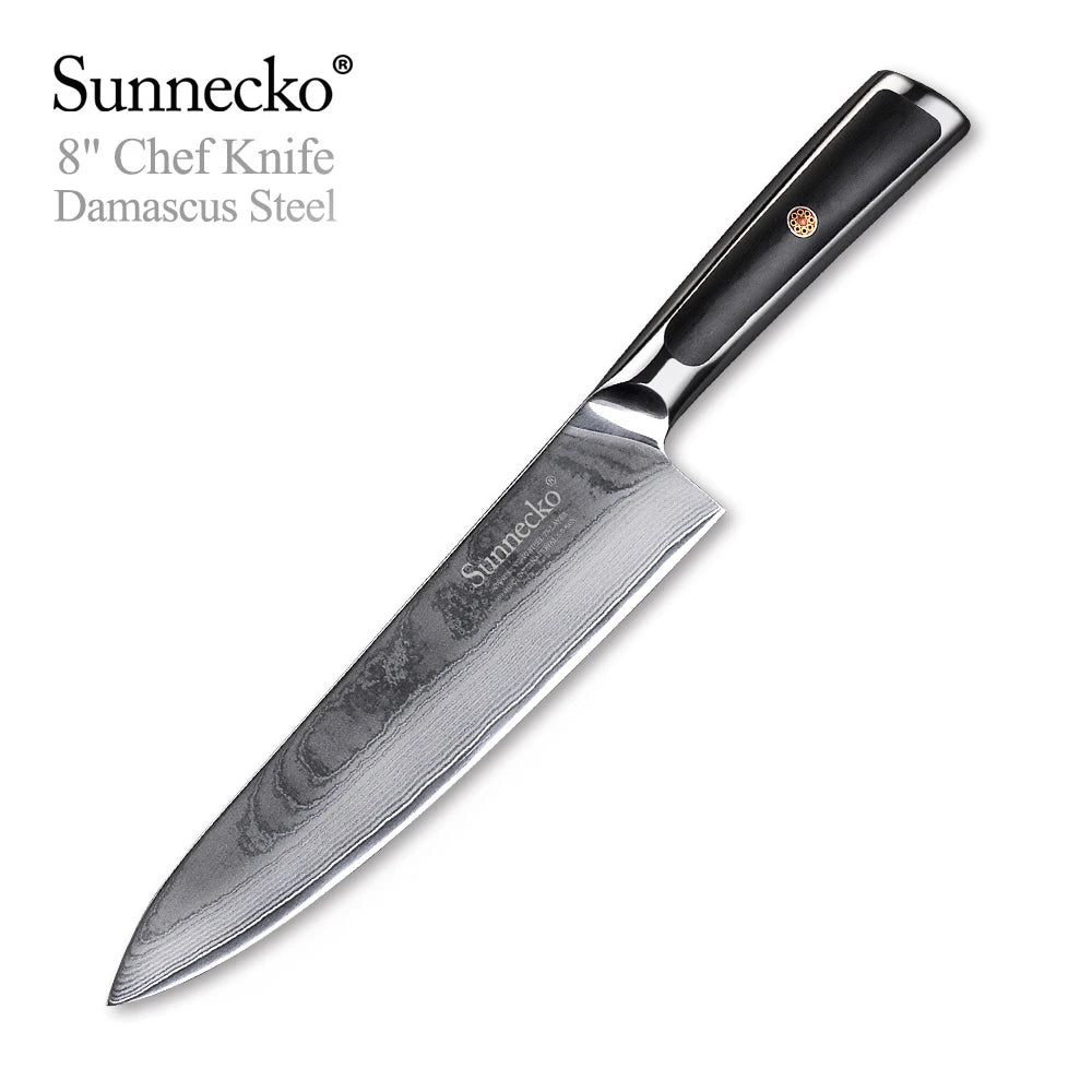Sunnecko 1-8PCS/Set Chef's Knives 73 Layers VG10 Damascus Steel Japanese Slicing Knife Utility Paring Cleaver Cutting Knife
