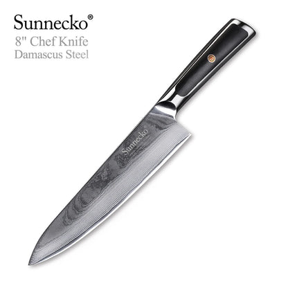 Sunnecko 1-8PCS/Set Chef's Knives 73 Layers VG10 Damascus Steel Japanese Slicing Knife Utility Paring Cleaver Cutting Knife