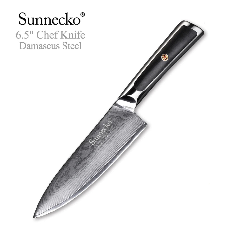 Sunnecko 1-8PCS/Set Chef's Knives 73 Layers VG10 Damascus Steel Japanese Slicing Knife Utility Paring Cleaver Cutting Knife
