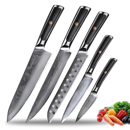 Sunnecko 1-8PCS/Set Chef's Knives 73 Layers VG10 Damascus Steel Japanese Slicing Knife Utility Paring Cleaver Cutting Knife