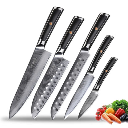 Sunnecko 1-8PCS/Set Chef's Knives 73 Layers VG10 Damascus Steel Japanese Slicing Knife Utility Paring Cleaver Cutting Knife