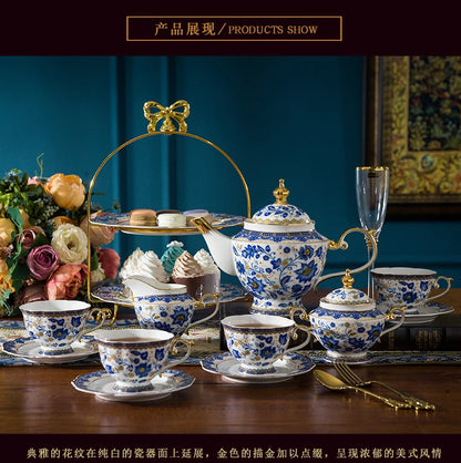 English Bone China Coffee Cup Set European tea set ceramic afternoon flower tea cup plate Italian black tea home American