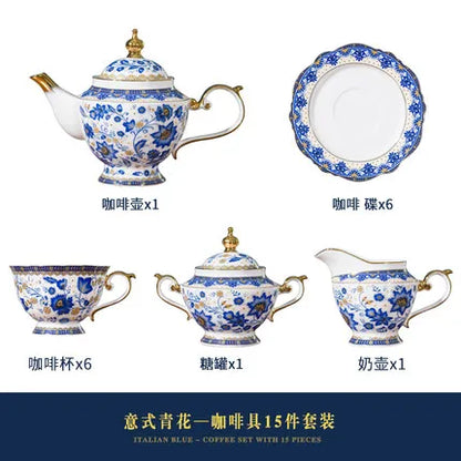 English Bone China Coffee Cup Set European tea set ceramic afternoon flower tea cup plate Italian black tea home American