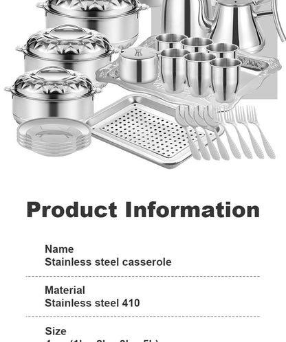 3/4/6/21/28PCS Double-Deck Stainless Steel Silver Pots Sets Cuisine Lunchboxes Food Container Heat Preservation Insulation Box