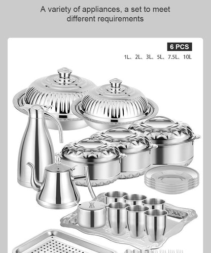 3/4/6/21/28PCS Double-Deck Stainless Steel Silver Pots Sets Cuisine Lunchboxes Food Container Heat Preservation Insulation Box