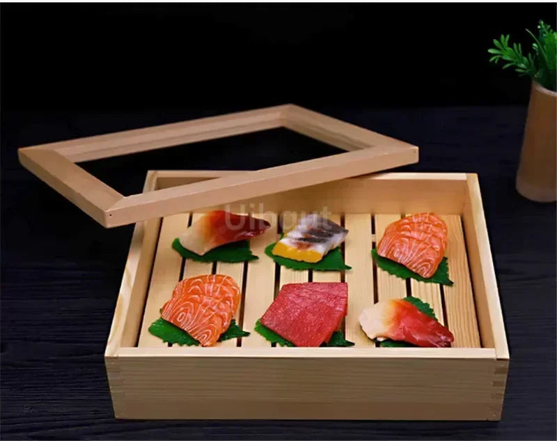 Japanese cuisine wooden sashimi Sushi box with lid fish salmon boxs wooden boxs beef plate box restaurant tableware food storage