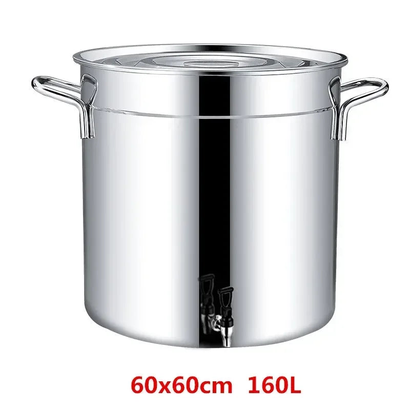 304 stainless steel pot faucet dispenser Large big capacity water storage bucket barrel soup bucket with lid soup pot cookware