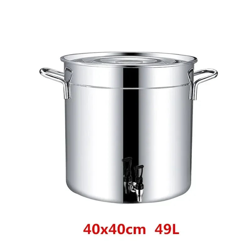 304 stainless steel pot faucet dispenser Large big capacity water storage bucket barrel soup bucket with lid soup pot cookware