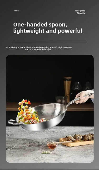 Titanium Wok Uncoated Titanium Wok Household Flat Bottom Non-stick Wok