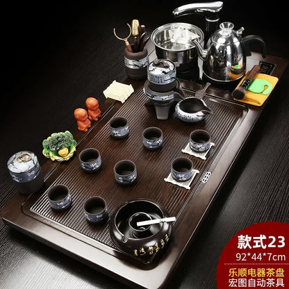 Solid Wood Tea Tray Purple Sand Kung Fu Tea Set Home  Induction Cooker Drinkware Tazas De Te Coffeeware Teawar