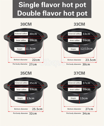 High temperature resistant ceramic casserole two-flavor hot pot Commercial electric ceramic stove hot pot Stew pot Casserole