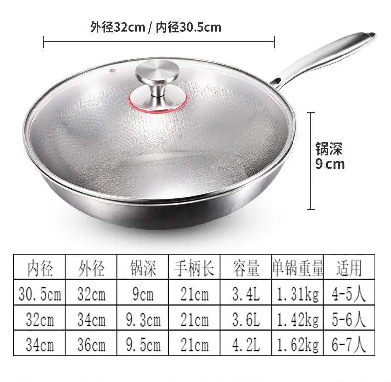 Titanium Wok Uncoated Titanium Wok Household Flat Bottom Non-stick Wok