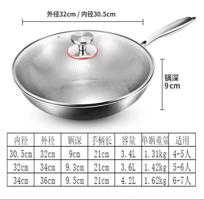 Titanium Wok Uncoated Titanium Wok Household Flat Bottom Non-stick Wok