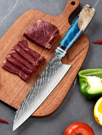 1-10pcs Japanese Santoku Knife Sharp Meat Cleaver Damascus Kitchen Knives Set Meat Cutting Chef Knife Fruit Knife Cooking Tools