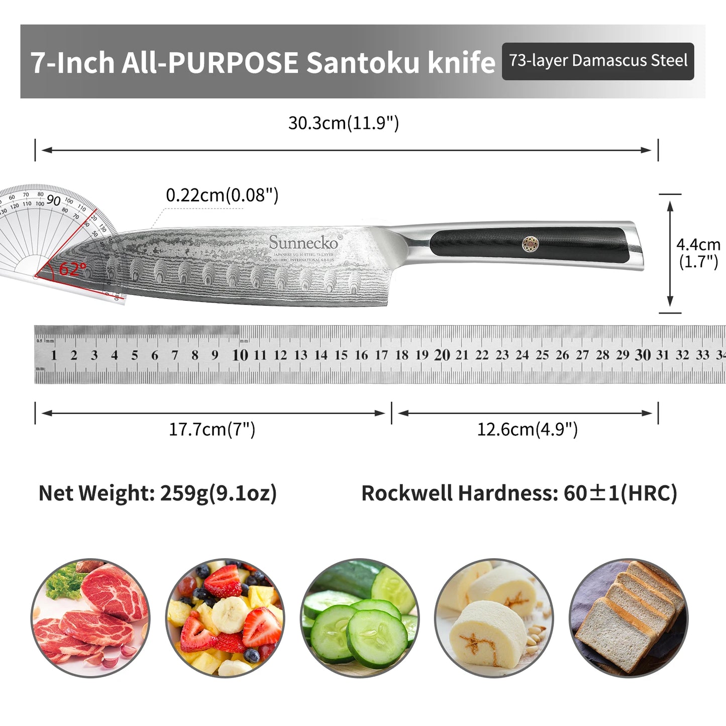 Sunnecko 1-8PCS/Set Chef's Knives 73 Layers VG10 Damascus Steel Japanese Slicing Knife Utility Paring Cleaver Cutting Knife
