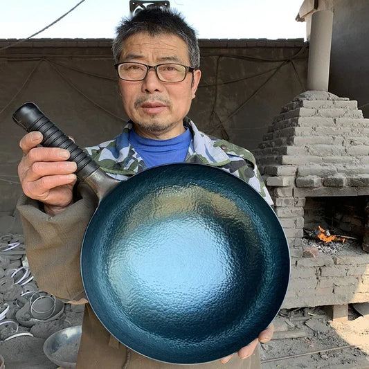 Zhangqiu Iron Pan Hand-Forged Household Wok Uncoated Scale Wok Non-Stick Pan Old Fashioned Wok Wholesale