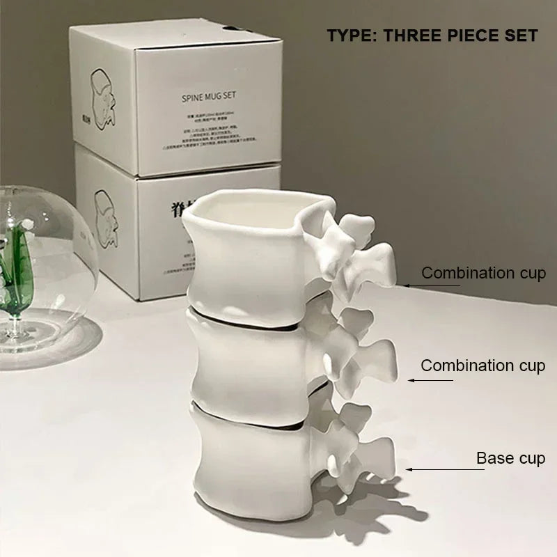 TingKe-Nordic Ins Style Creative Spine Shape Combination Ceramic Coffee Cup, Water Cup, Funny Orthopedic Doctor Gift, Bone Mug