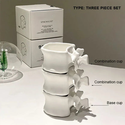 TingKe-Nordic Ins Style Creative Spine Shape Combination Ceramic Coffee Cup, Water Cup, Funny Orthopedic Doctor Gift, Bone Mug