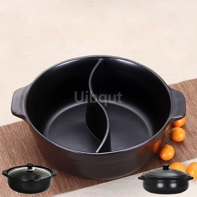 High temperature resistant ceramic casserole two-flavor hot pot Commercial electric ceramic stove hot pot Stew pot Casserole