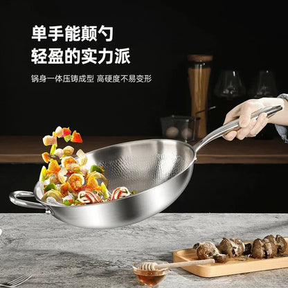Titanium Wok Uncoated Titanium Wok Household Flat Bottom Non-stick Wok