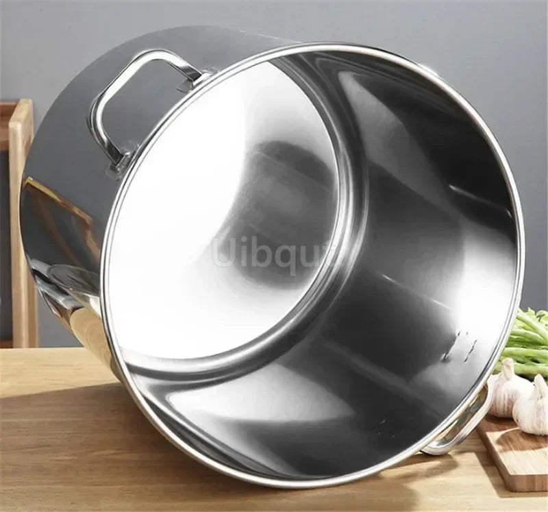 large Stainless steel thick Soup pot with handle lid big pot bucket pail water barrel household chef used kitchen cooking pots