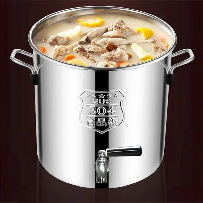 304 stainless steel pot faucet dispenser Large big capacity water storage bucket barrel soup bucket with lid soup pot cookware