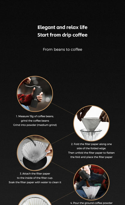 MHW-3BOMBER Deluxe Hand Brewed Coffee Set of 1 Pieces Kitchen Espresso Scale Coffee Grinder and Filter Cups Pour Over Kettle
