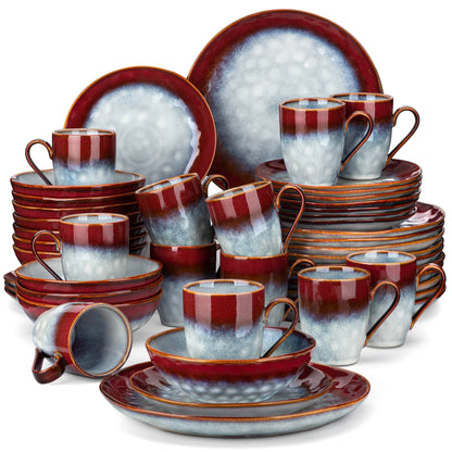 vancasso 16/32/48 Piece Starry Dinner Set,Kiln Change Glaze Tableware Dinner Service with Dinner Plate,Dessert Plate,Bowl,Mug