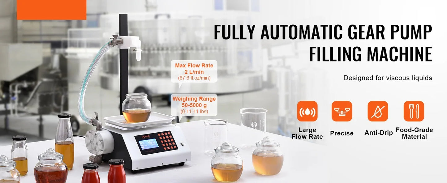 SucceBuy Automatic Liquid Filling Machine Bottle Water Filler Gear Pump Digital Control for Perfume Beverage Olive Oil 50-5000g