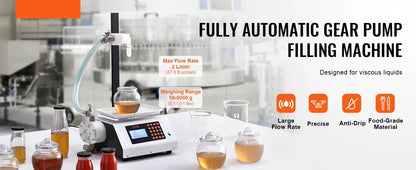 SucceBuy Automatic Liquid Filling Machine Bottle Water Filler Gear Pump Digital Control for Perfume Beverage Olive Oil 50-5000g