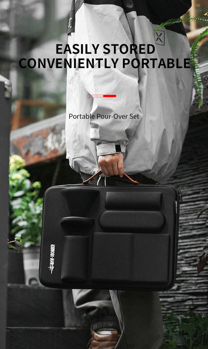 MHW-3BOMBER Pour Over Coffee Kits with Dripper Coffee Pot Coffee Grinder Scale Portable Handbag Outdoor Barista Christmas Gifts