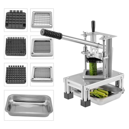 Commercial Potato Chipper Professional Potato Cutter Stainless Steel With 1/4 3/8 1/2-Inch Blade For Potatoes Carrots Cucumbers