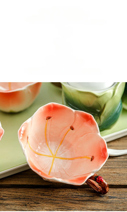 Ceramic Tea Set Teapot Teacup Artificial Flower Shape Cup and Saucer Set Coffee Mug Afternoon Tea Accessories Porcelain