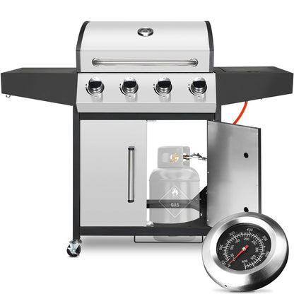 4+1 Burner Gas Grill with Side Burner 52,000 BTUs, Big Cooking Area, Propane BBQ Grill with Stainless Steel Panel for Outdoor