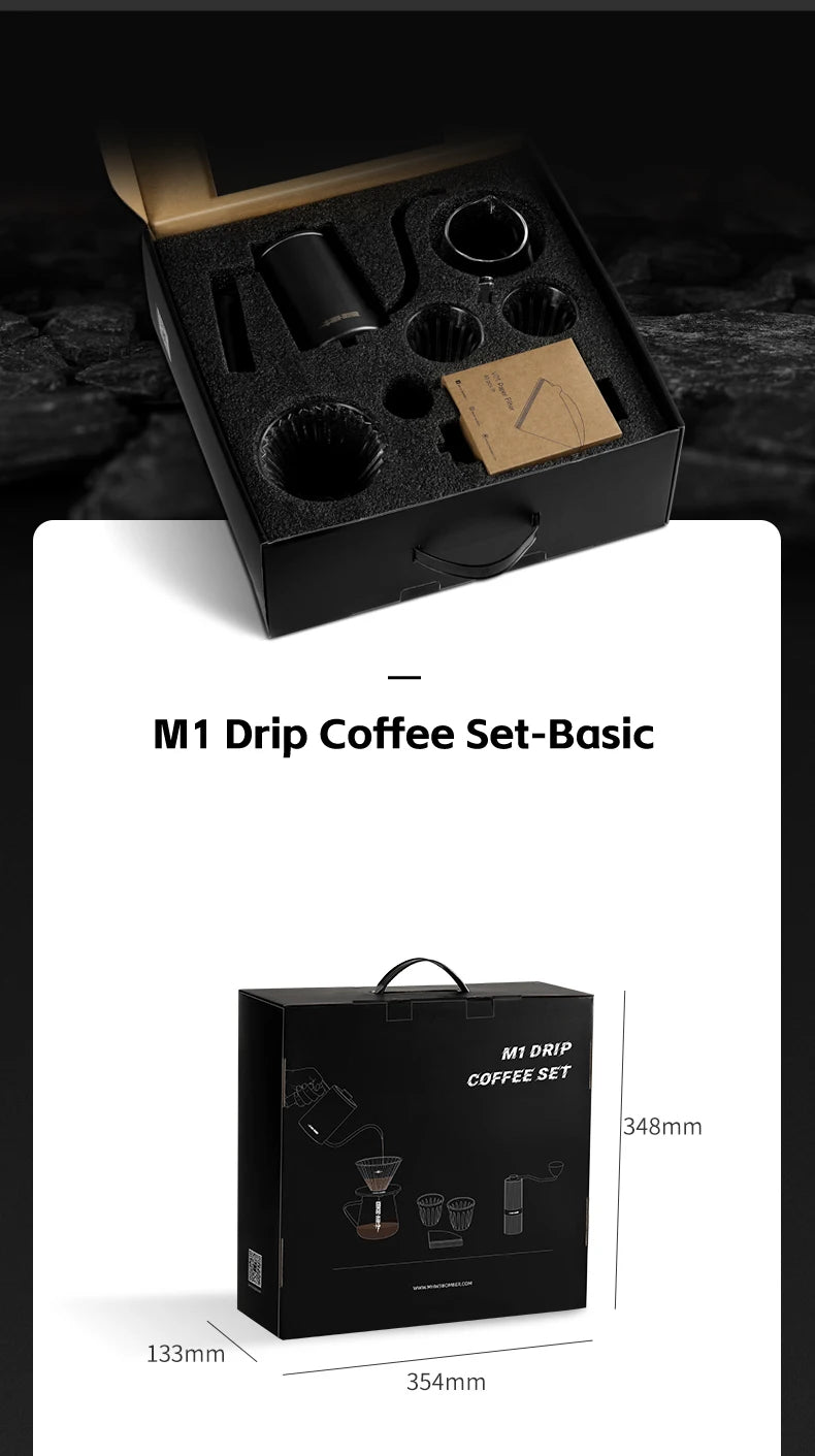 MHW-3BOMBER Deluxe Hand Brewed Coffee Set of 1 Pieces Kitchen Espresso Scale Coffee Grinder and Filter Cups Pour Over Kettle
