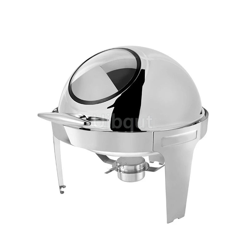 6L9L ellipse Food Warmer Stove Round Flip-Top Visual Buffet Stove Restaurant Stainless Steel Self-Service Tableware chafing dish