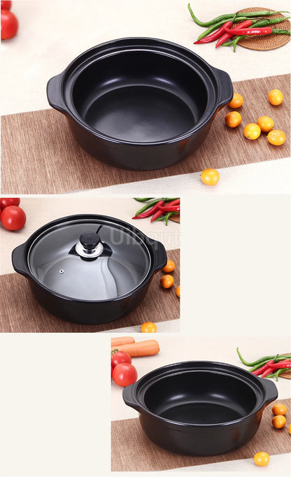 High temperature resistant ceramic casserole two-flavor hot pot Commercial electric ceramic stove hot pot Stew pot Casserole