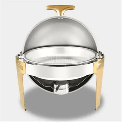 6L9L ellipse Food Warmer Stove Round Flip-Top Visual Buffet Stove Restaurant Stainless Steel Self-Service Tableware chafing dish