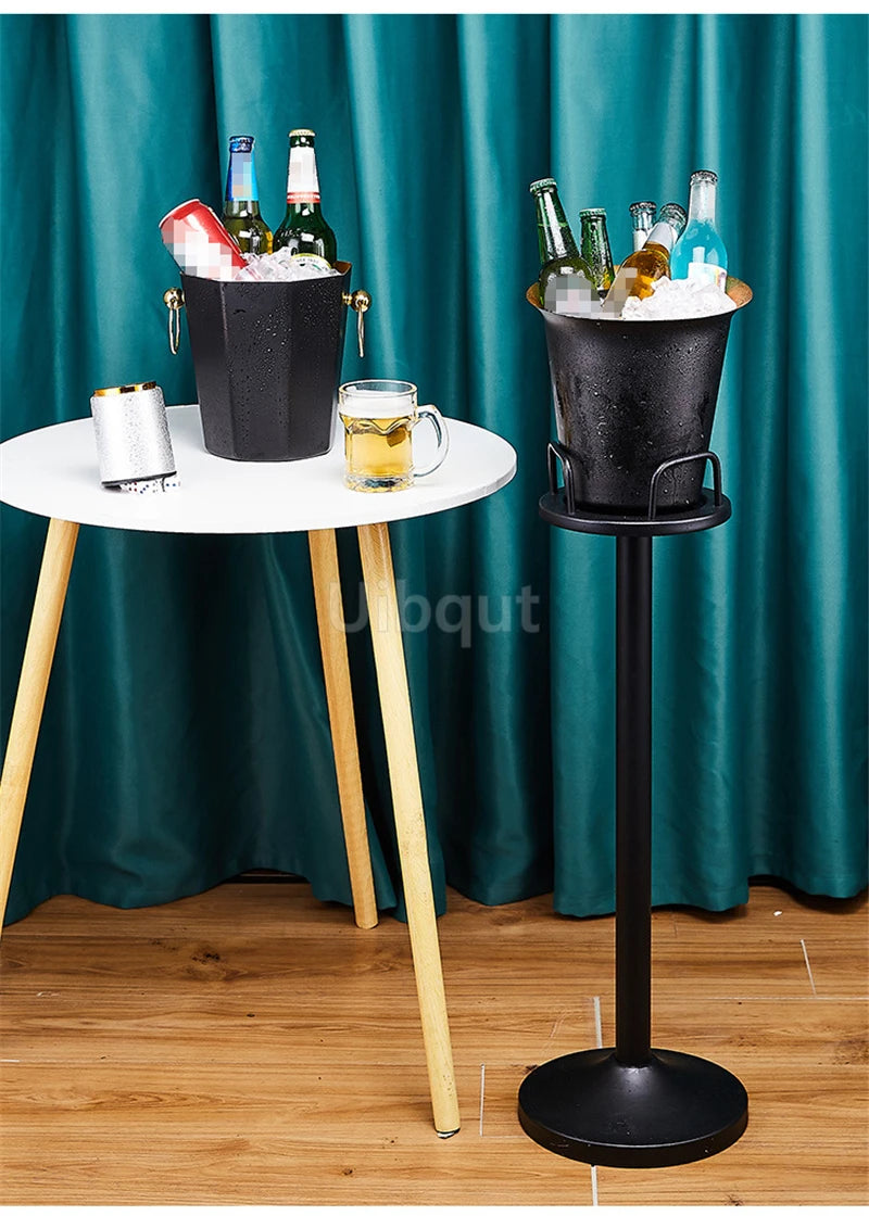 Stainless steel champagne KTV Bar Ice Bucket Bracket ice Luxury red wine bucket Stand Type Cooling Ice Bucket beer cooler