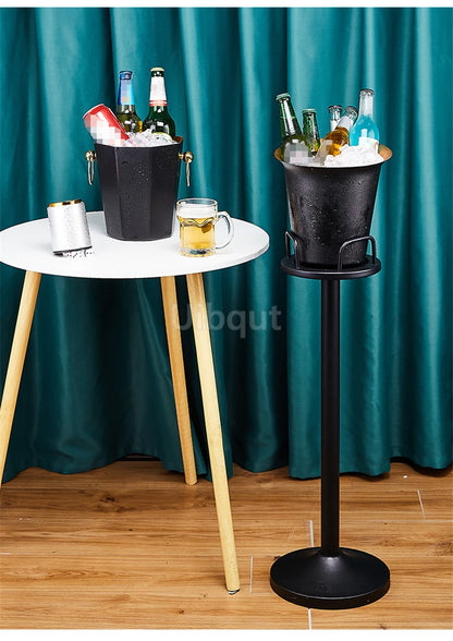 Stainless steel champagne KTV Bar Ice Bucket Bracket ice Luxury red wine bucket Stand Type Cooling Ice Bucket beer cooler