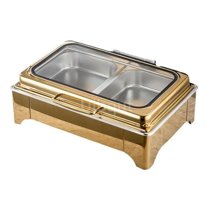 6L9L ellipse Food Warmer Stove Round Flip-Top Visual Buffet Stove Restaurant Stainless Steel Self-Service Tableware chafing dish