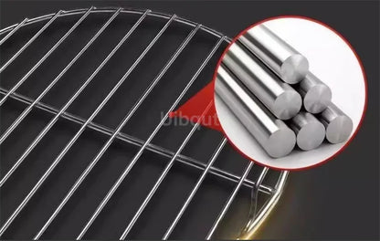 Stainless Steel 304 Food Grade 18-60CM ROUND BBQ Charcoal Grate Barbecue Grill Wire Grid Mesh Net with Two handles mesh net
